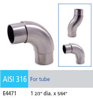 Stainless Steel Articulated Elbow Fitting for 1-2/3&quot; Handrail (E4471)