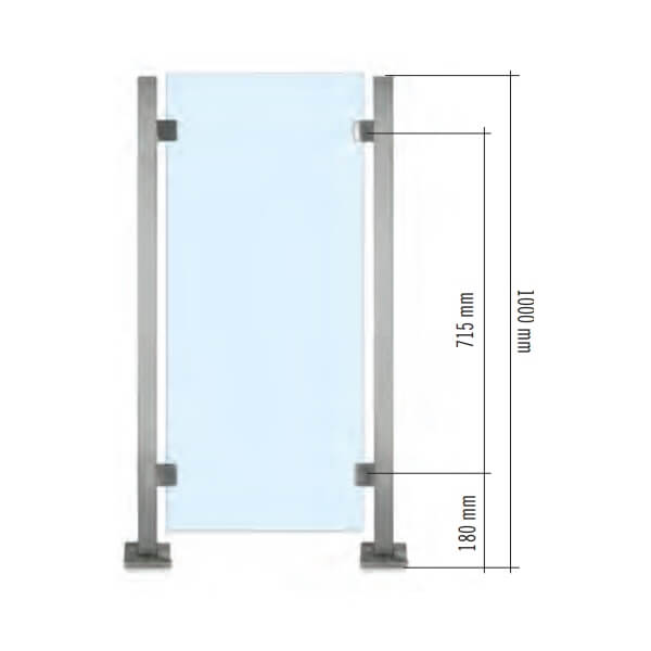 Stainless Steel 1-9/16" Square Glass Clamp Newel Post (EQ64002P)