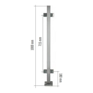 Stainless Steel 1-9/16" Square Double Side Glass Clamp Newel Post (EQ64004P)