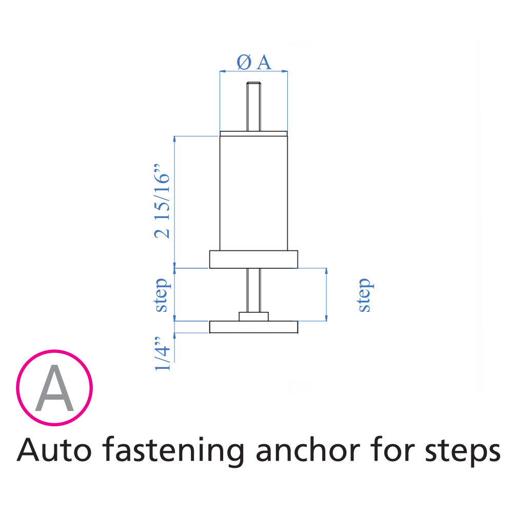 Stainless Steel Auto Fastening Anchor for Floating Steps and 1-2/3&quot; Round Stainless Steel Tube (ES30020)
