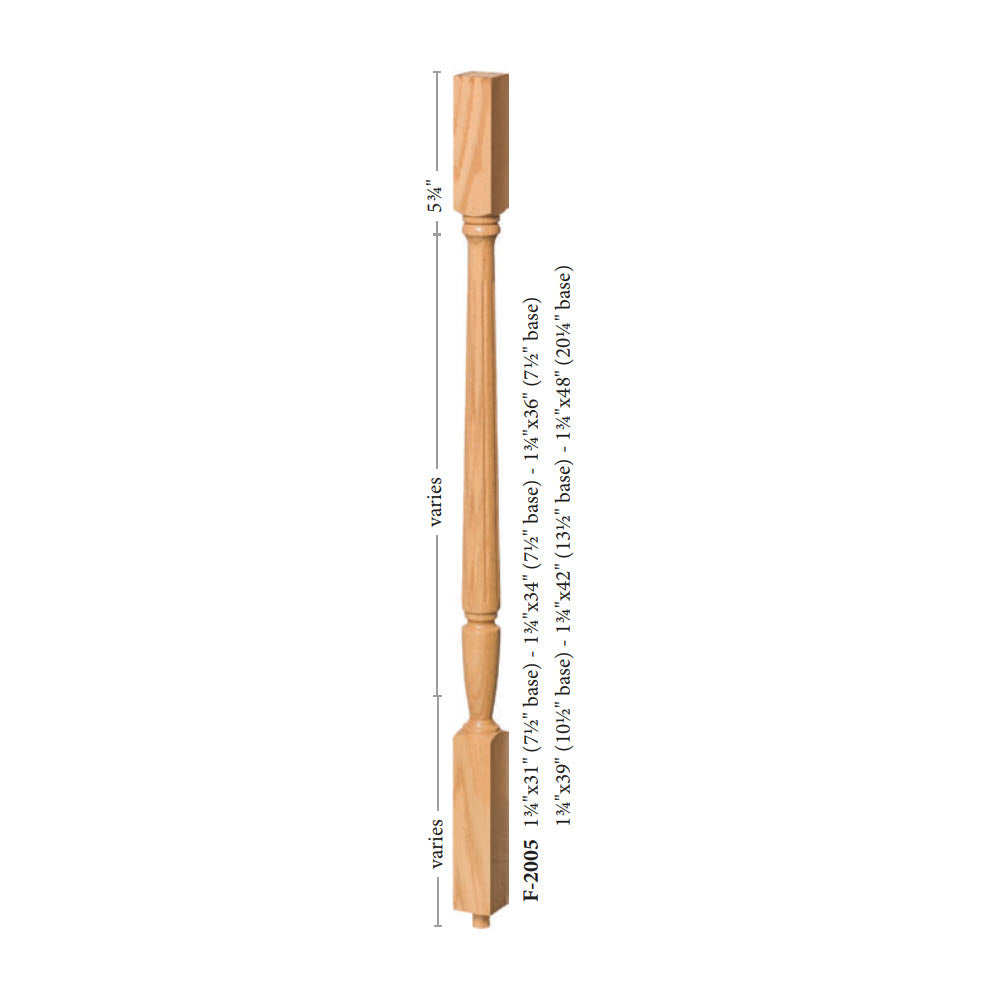 Bunker Hill 1-3/4&quot; 2005F Structural Rise Fluted (1-2 Weeks) Square Top Baluster (2005F)