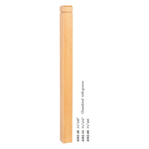 Farmhouse Series, 3-1/4" Newel, Chamfered Top with Groove (4502-48, 4502-54, 4502-60)