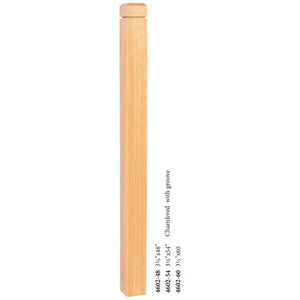 Farmhouse Series, 3-1/2" Newel, Chamfered Top with Groove (4602-48, 4602-54, 4602-60)