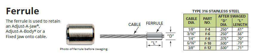 Ferrule for 3/16" Stainless Steel Cable Wire (GF-6)
