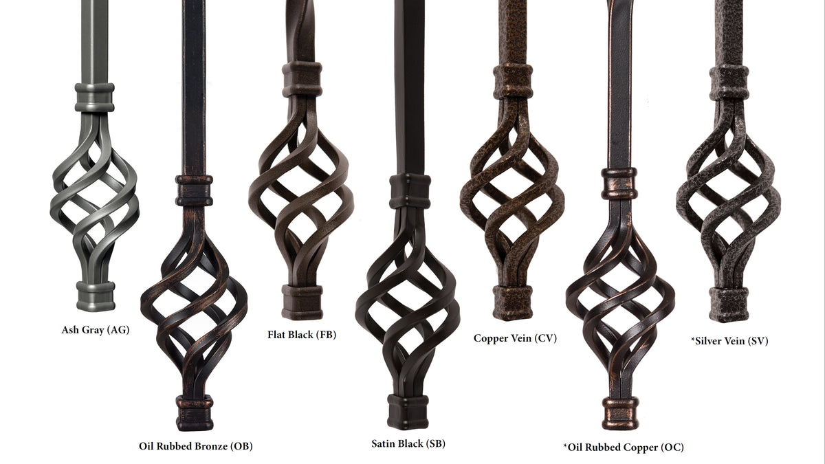 Scroll Series 1/2" Square x (5-3/8"W x 24"H) x 44"H Thin (1/4") Scroll Hollow Iron Baluster (9081)