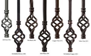 Ribbon Series 1/2"Square x 44"H Double Ribbon Hollow Iron Baluster (9011RS)