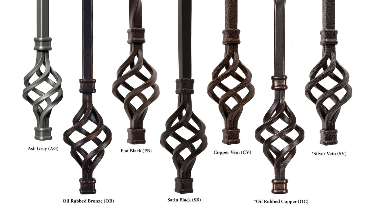 Scroll Series 1/2&quot; Square x (5-3/16&quot;W x 24&quot;H) x 44&quot;H French Scroll Hollow Iron Baluster (9055SS)