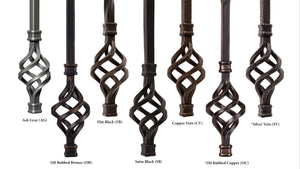 Hammered Edge Series 9/16" Square x 44"H Double Feather with Hammered Edge Hollow Iron Baluster (9022HE)