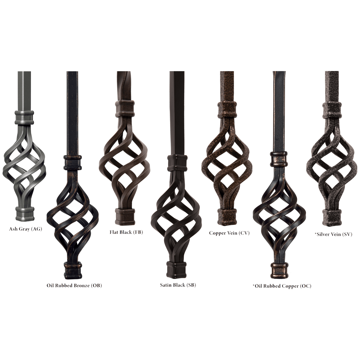 Straight Series 1/2&quot; Square x 44&quot;H Hollow Iron Baluster (9000)