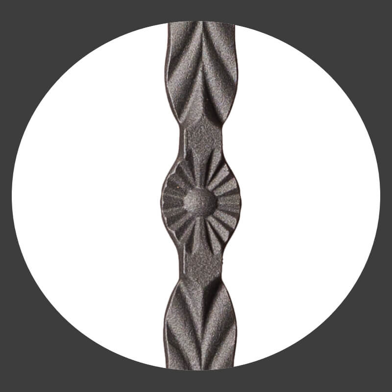 Hammered Edge Series 9/16" Square x 44"H Double Feather with Hammered Edge Hollow Iron Baluster (9022HE)