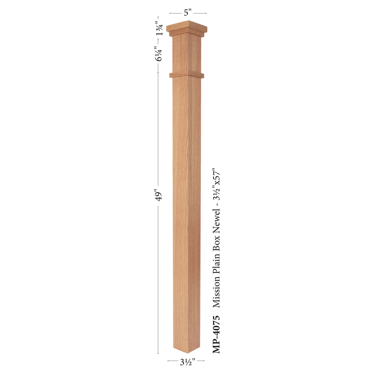 Mission Plain 3-1/2&quot; x 57&quot; Solid Box Newel (MP-4075)