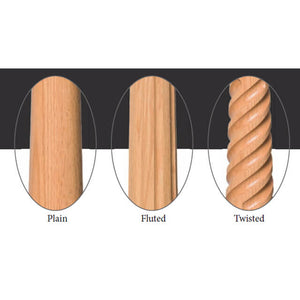 Bunker Hill 3-1/2" 3010/3011 Pin Top Turned Newel (43" and 48" in Plain, Fluted, or Twisted)