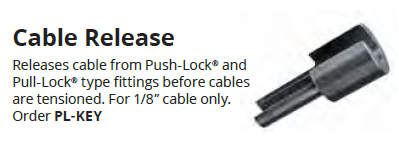 Pushlock Release Key for 1/8" Stainless Steel Cable Wire