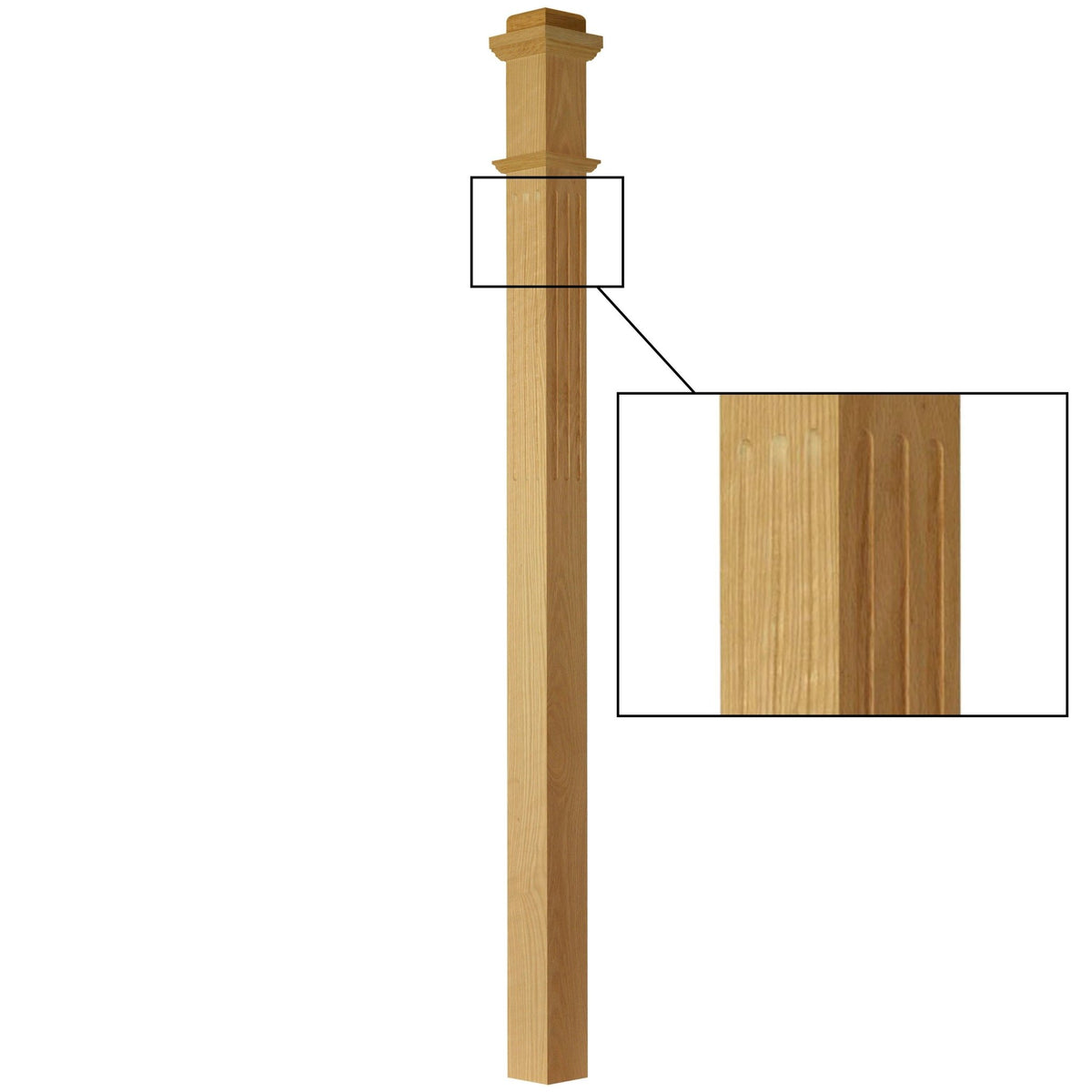 American 3 - 1/2&quot; x 58&quot; 4075F FLUTED Box Newel - Stair Parts USA