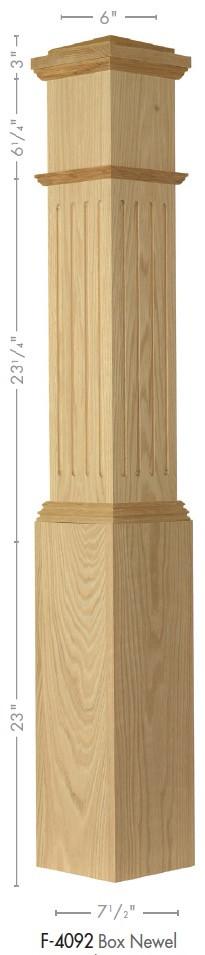 American 7 - 1/2" x 55" 4092F FLUTED Box Newel (4092F) - Stair Parts USA