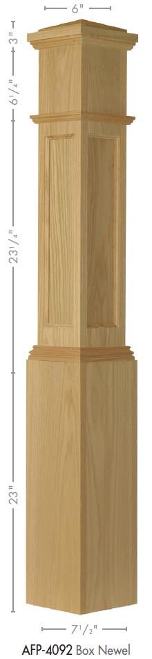 American 7 - 1/2&quot; X 55&quot; 4092FP Recessed Flat Panel Box Newel (4092FP, 4092DFP) - Stair Parts USA