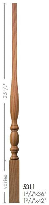 Utah 1-3/4" 5311-175 Elegant Rise Pin Top Baluster (Plain or Fluted)