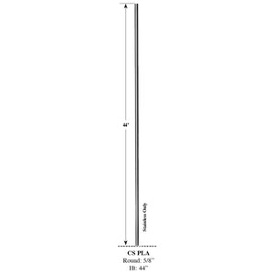 Brushed Nickel Baluster - Hollow Iron - Plain Round - 5/8" x 44" (CS - PLA - 44) - Stair Parts USA