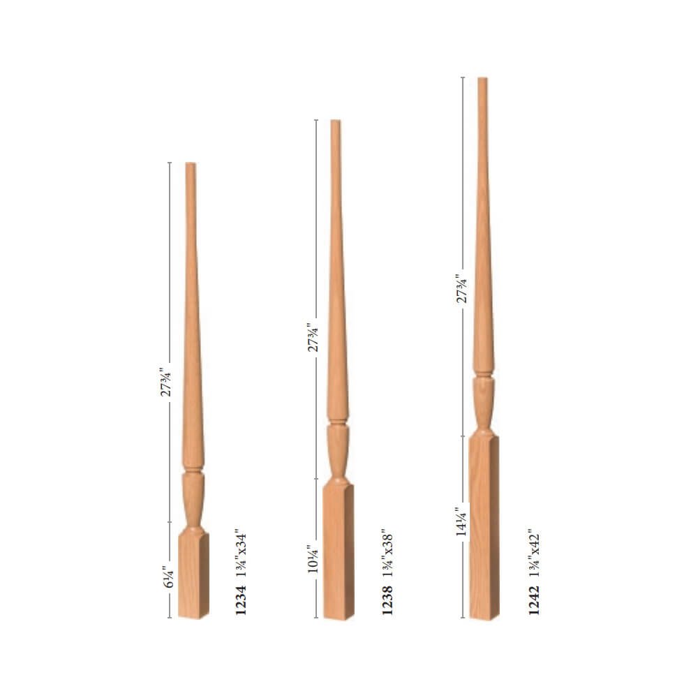 Bunker Hill 1 - 3/4&quot; 1234T Elegant Rise TWISTED Pin Top Baluster (1234T, 1238T, 1242T) - Stair Parts USA