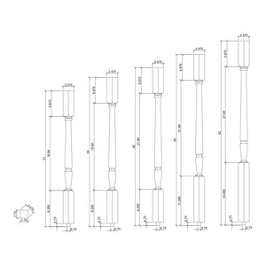 Bunker Hill 1 - 3/4" 2005 Structural Rise Square Top Baluster - Stair Parts USA