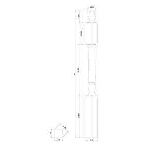 Bunker Hill 3 - 1/2" 3030/3042 Turned Newel w/ Acorn Top (3030, 3030F, 3030T, 3042, 3042F, 3042T) - Stair Parts USA