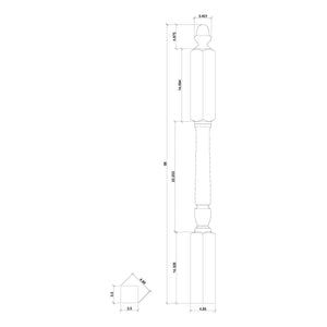 Bunker Hill 3 - 1/2" 3046 Long Block Turned Newel w/ Acorn Top (3046, 3046F, 3046T) - Stair Parts USA