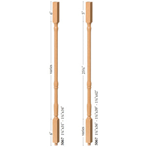 Colonial 1 - 1/4" 5067 Elegant Rise Square Top Baluster - Stair Parts USA