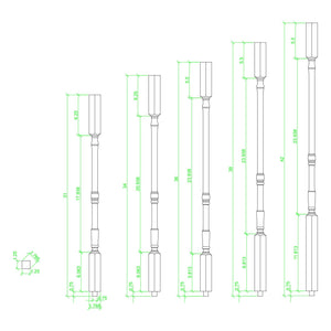 Colonial 1 - 1/4" 5067 Elegant Rise Square Top Baluster - Stair Parts USA