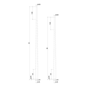 Colonial 1 - 3/16" 5040 Tapered Structural Rise Pin Top Baluster - Stair Parts USA