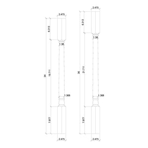Colonial 1 - 3/4" 5241 Structural Rise Square Top Baluster - Stair Parts USA