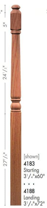 Colonial 3 - 1/4&quot; 4180 Turned Newel (4180, 4182, 4183, 4188) - Stair Parts USA