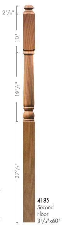 Colonial 3 - 1/4" x 60" 4185 10" Long Block Turned Newel - Stair Parts USA
