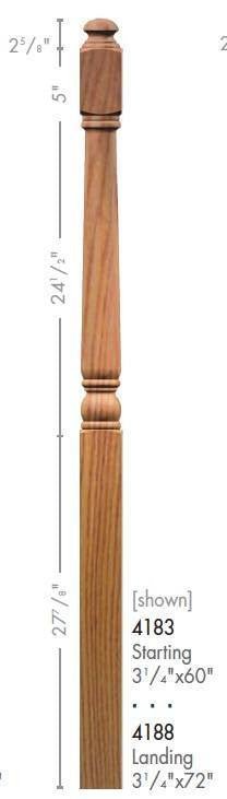 Colonial 3 - 1/4&quot; x 72&quot; 4188 Turned Newel w/Mushroom Top - Stair Parts USA