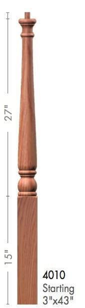 Colonial 3&quot; 4010/4011 Pin Top Turned Newel (4010, 4011, 4010F, 4011F) - Stair Parts USA