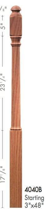 Colonial 3&quot; 4040B Turned Newel (4040B, 4042B, 4043B) - Stair Parts USA