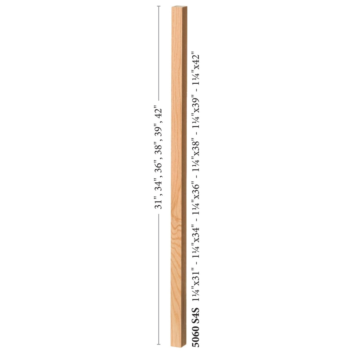 Contemporary 1 - 1/4&quot; 5060 Plain Square Top Baluster - Stair Parts USA