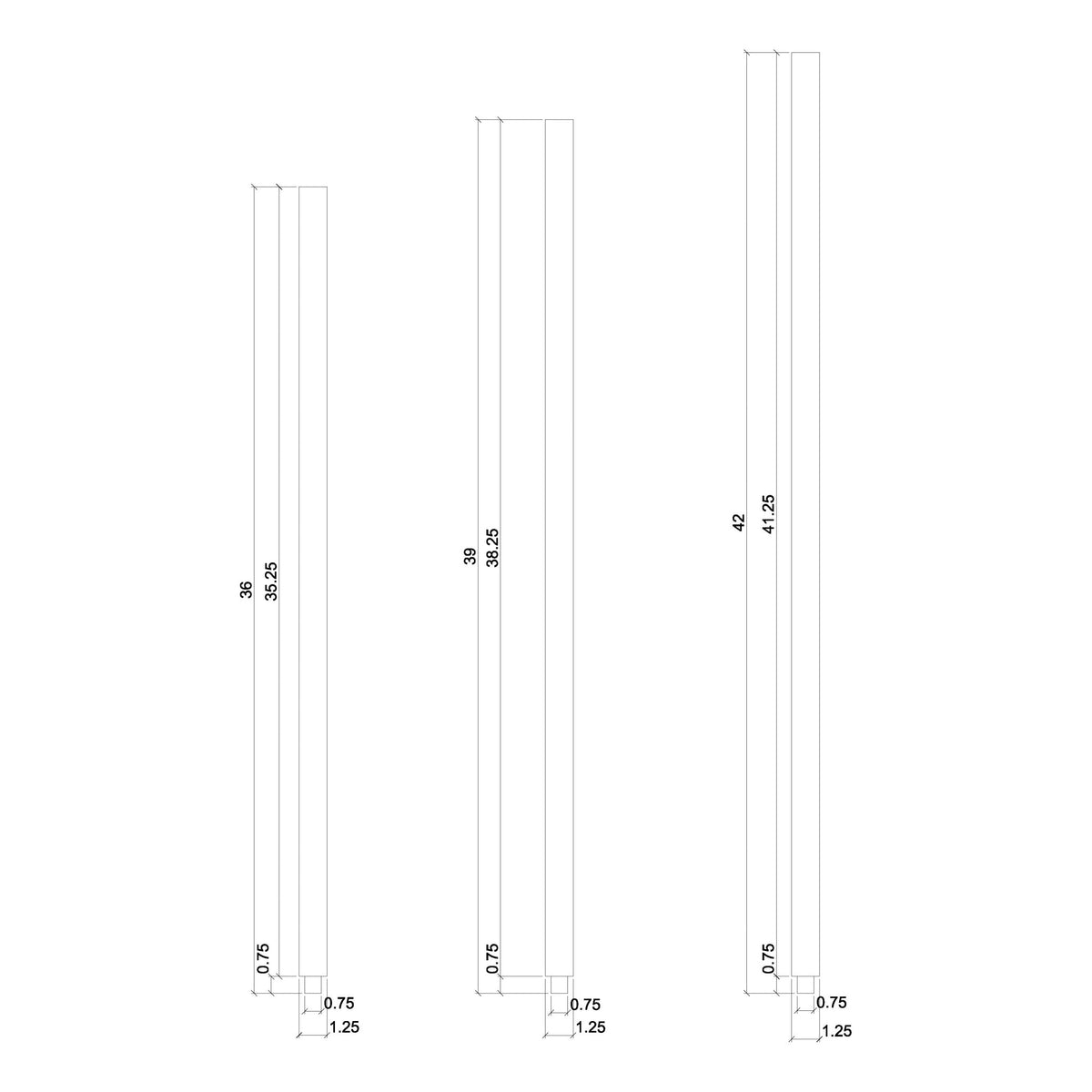 Contemporary 1 - 1/4&quot; Plain Square Top Baluster w/Dowel (5061) - Stair Parts USA
