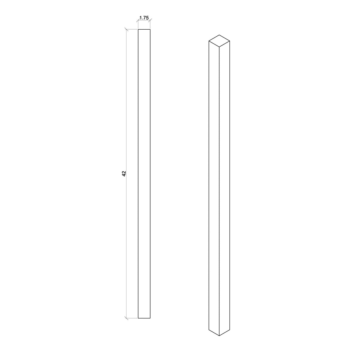 Contemporary 1 - 3/4&quot; 5360 Plain Square Top Baluster - Stair Parts USA