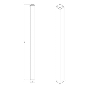Contemporary 3" 4000 - F Fluted Newel w/Chamfered Top (4000 - 48F, 4000 - 60F) - Stair Parts USA