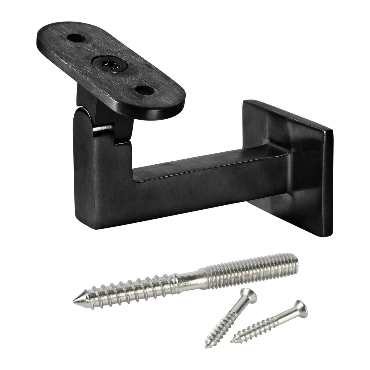 Contemporary Pivotable Handrail Bracket (1033, Satin Black or Stainless Steel finishes) - Stair Parts USA