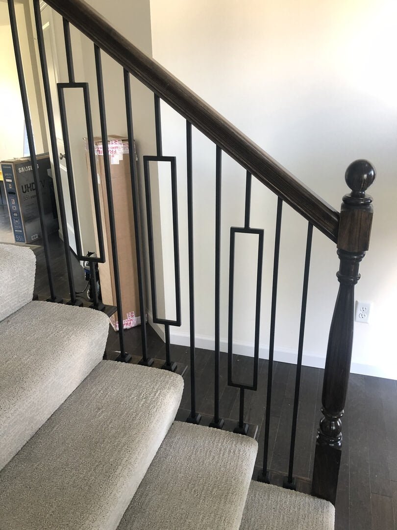 Contemporary Series 1/2" Square 3 - 3/4" x 44"H Single Rectangle Hollow Iron Baluster (9089CS) - Stair Parts USA