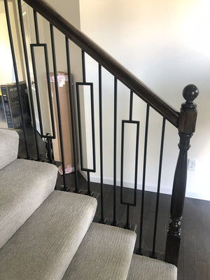 Contemporary Series 1/2" Square 3 - 3/4" x 44"H Single Rectangle Hollow Iron Baluster (9089CS) - Stair Parts USA