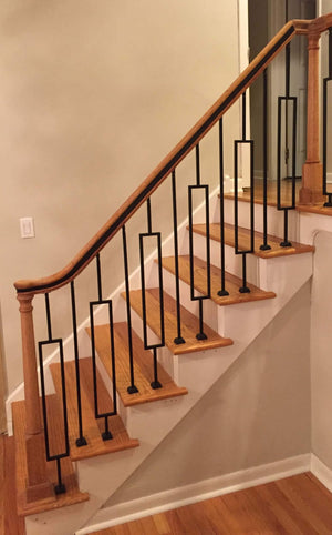 Contemporary Series 1/2" Square 3 - 3/4" x 44"H Single Rectangle Hollow Iron Baluster (9089CS) - Stair Parts USA