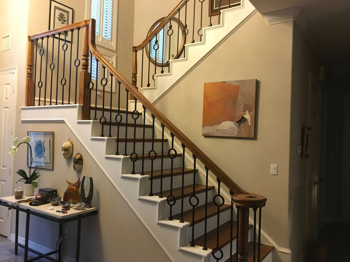 Contemporary Series 1/2" Square - 4" x 44"H Double Circle Hollow Iron Baluster (9051VS) - Stair Parts USA