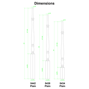 Country 1 - 3/4" 5434 Elegant Rise Pin Top Baluster (5434, 5438, 5442) - Stair Parts USA