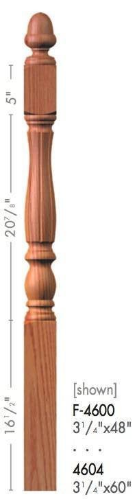 Country 3 - 1/4&quot; 4600 Turned Newel w/Acorn Top (4600, 4604) - Stair Parts USA