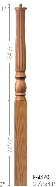 Country 3 - 1/4" 4670 Pin Top Turned Newel (4670, 4676) - Stair Parts USA