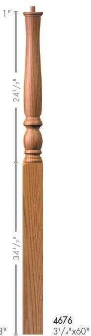 Country 3 - 1/4" 4670 Pin Top Turned Newel (4670, 4676) - Stair Parts USA