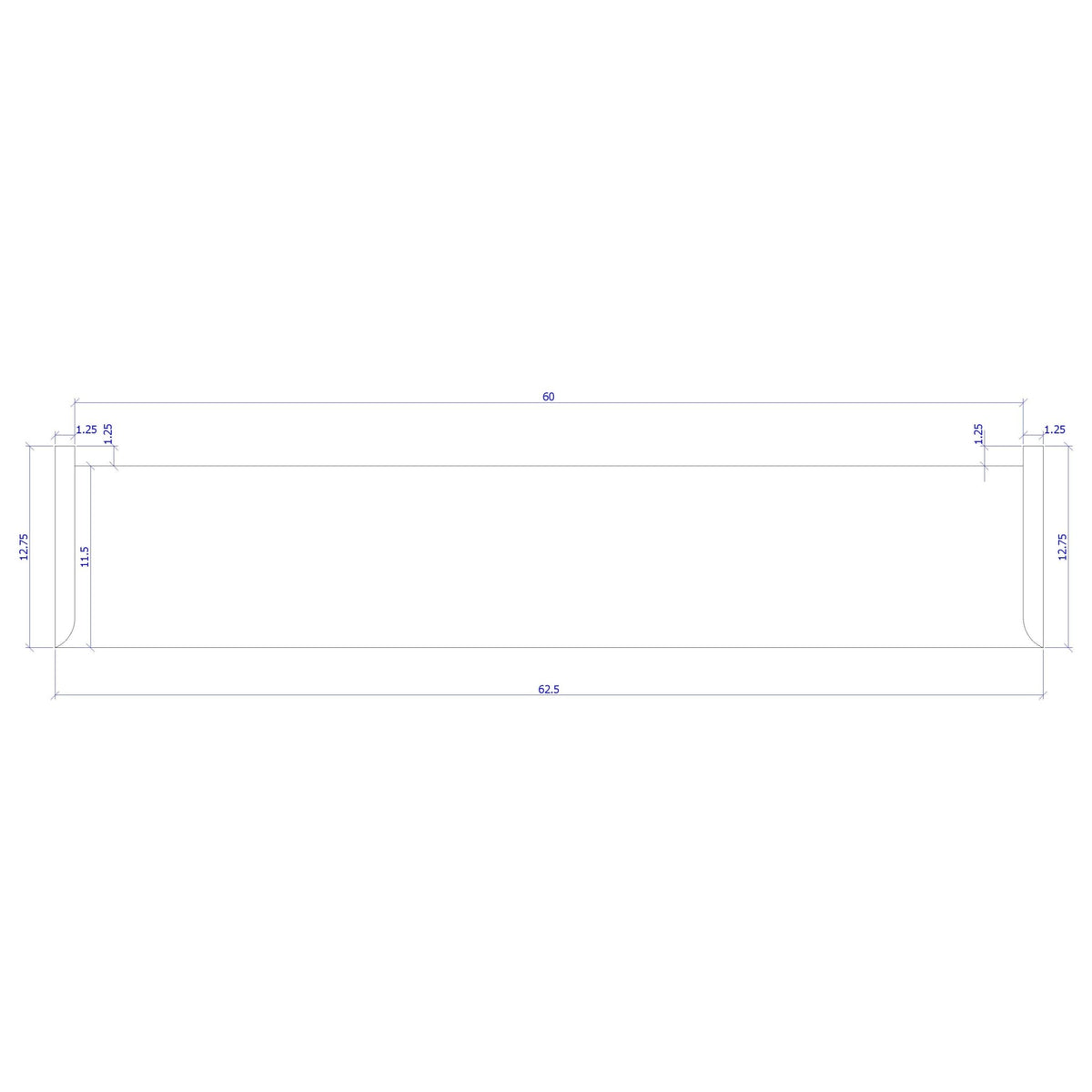 Double Return 1&quot; x 11 - 1/2&quot; Stair Tread (1400DR) - Stair Parts USA