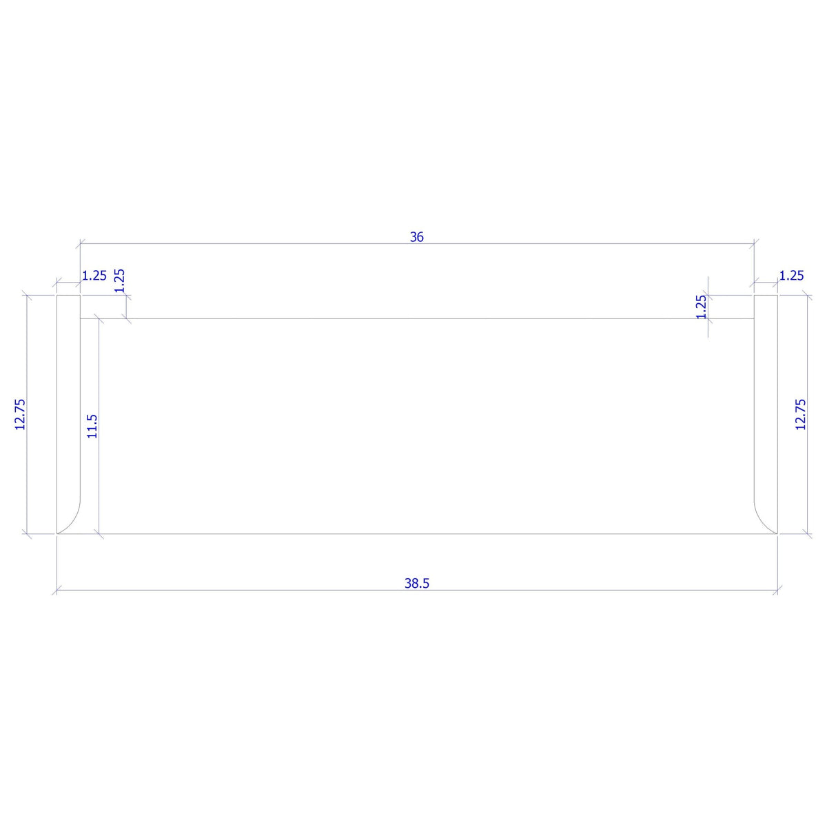 Double Return 1&quot; x 11 - 1/2&quot; Stair Tread (1400DR) - Stair Parts USA